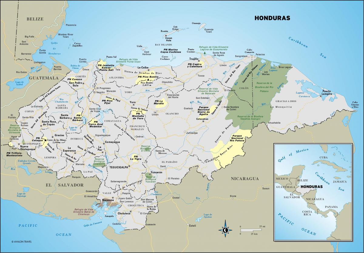 karte Hondurasa 