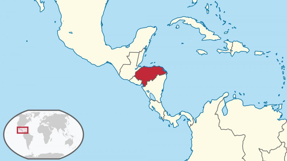Hondurasa atrašanās vietu uz pasaules kartes