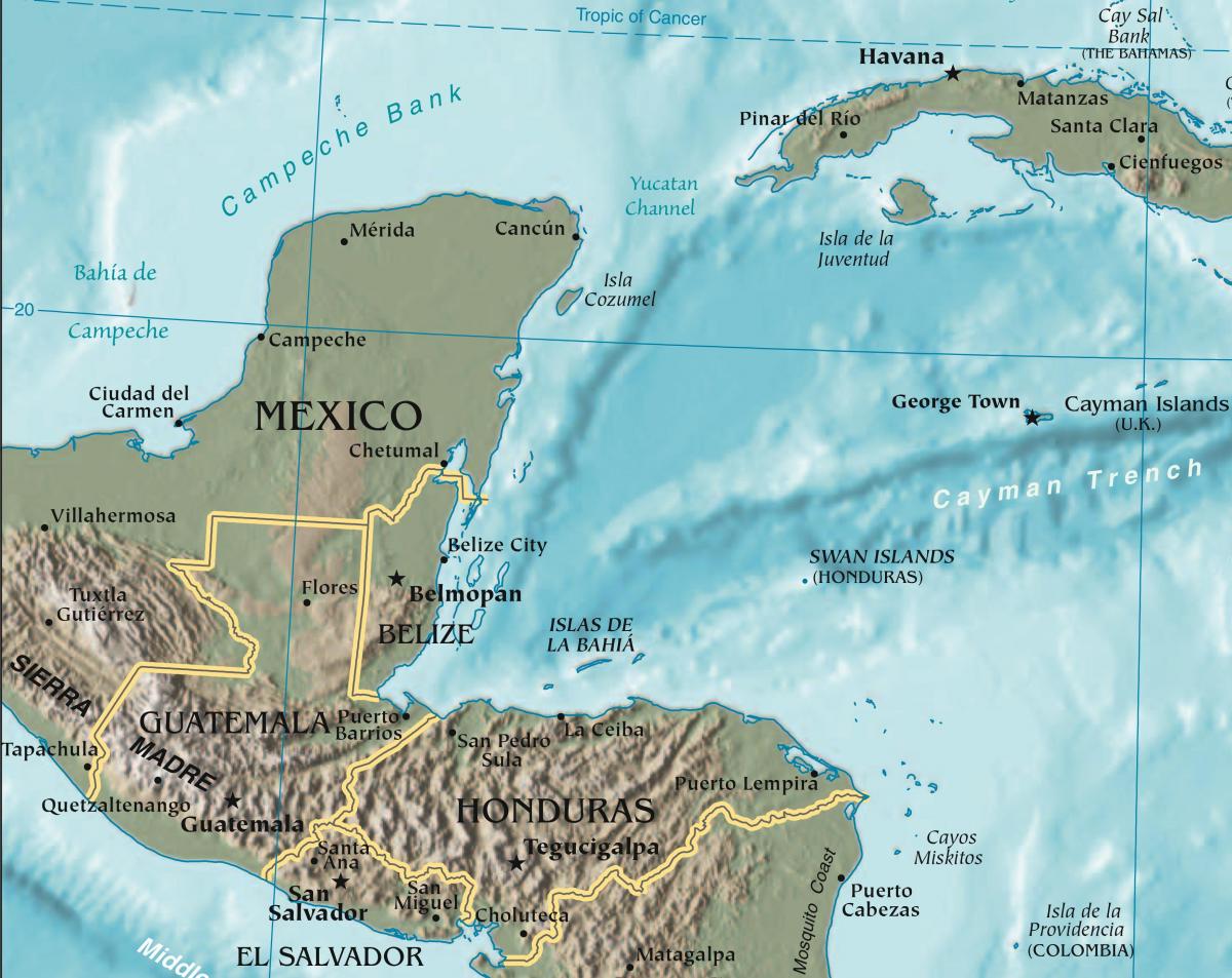 kartes līča Hondurasa