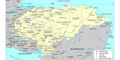 Hondurasa kartē ar pilsētām