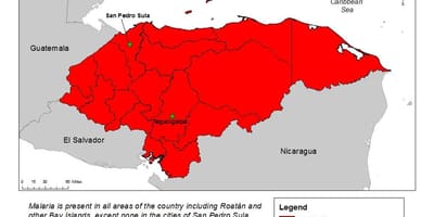 Karte Hondurasa malāriju
