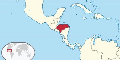 Hondurasa atrašanās vietu uz pasaules kartes